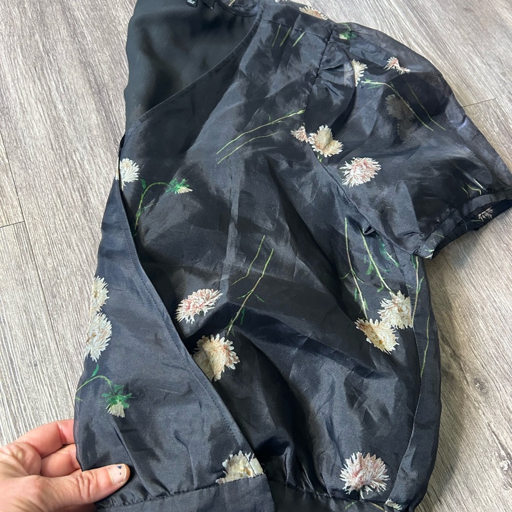 Madewell Black Floral Wrap Blouse - Picture 12 of 12
